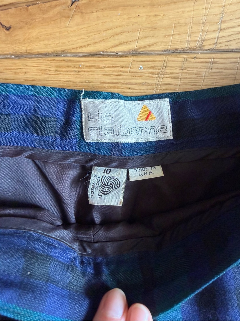 Vintage Liz Claiborne Plaid Pants - Green/Blue - Picture 2 of 3